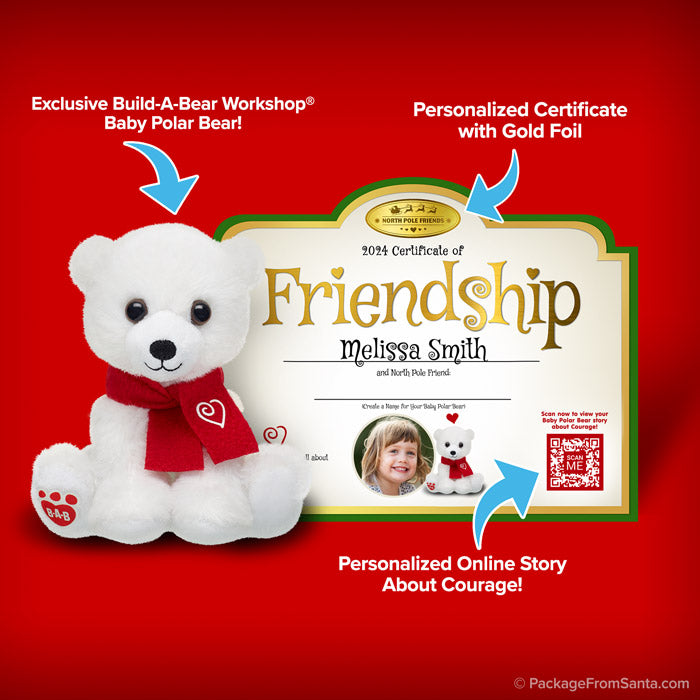 Baby Polar Bear Plush w/ Certificate of Friendship